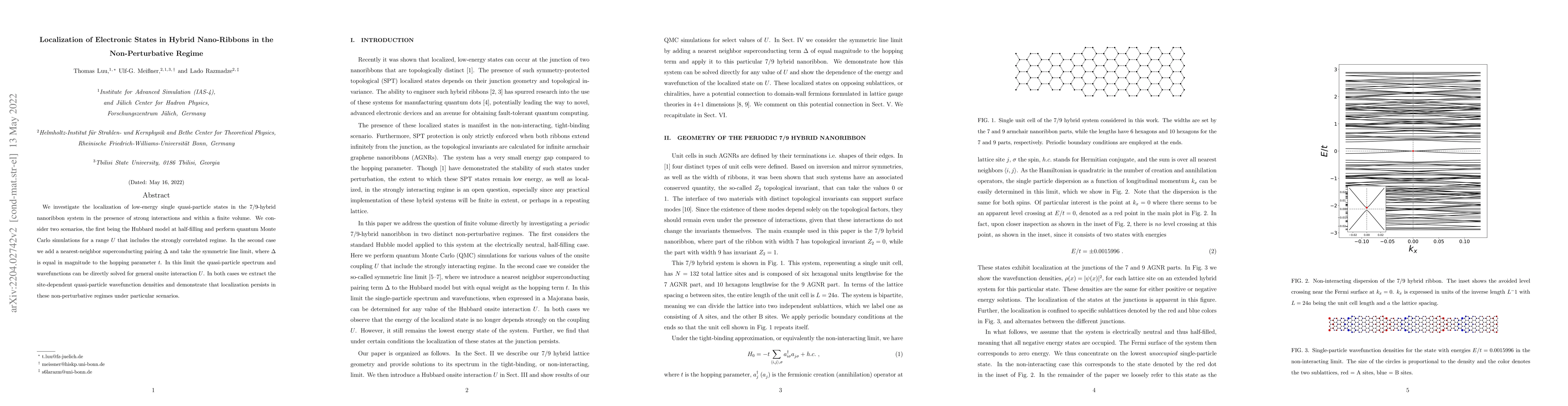 Thumbnail for Localization of Electronic States in Hybrid Nano-Ribbons in the
  Non-Perturbative Regime