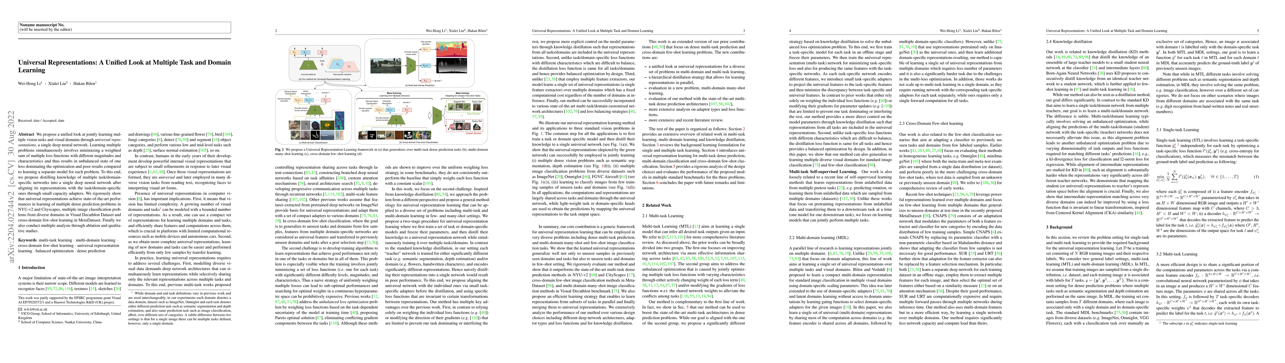 Thumbnail for Universal Representations: A Unified Look at Multiple Task and Domain
  Learning