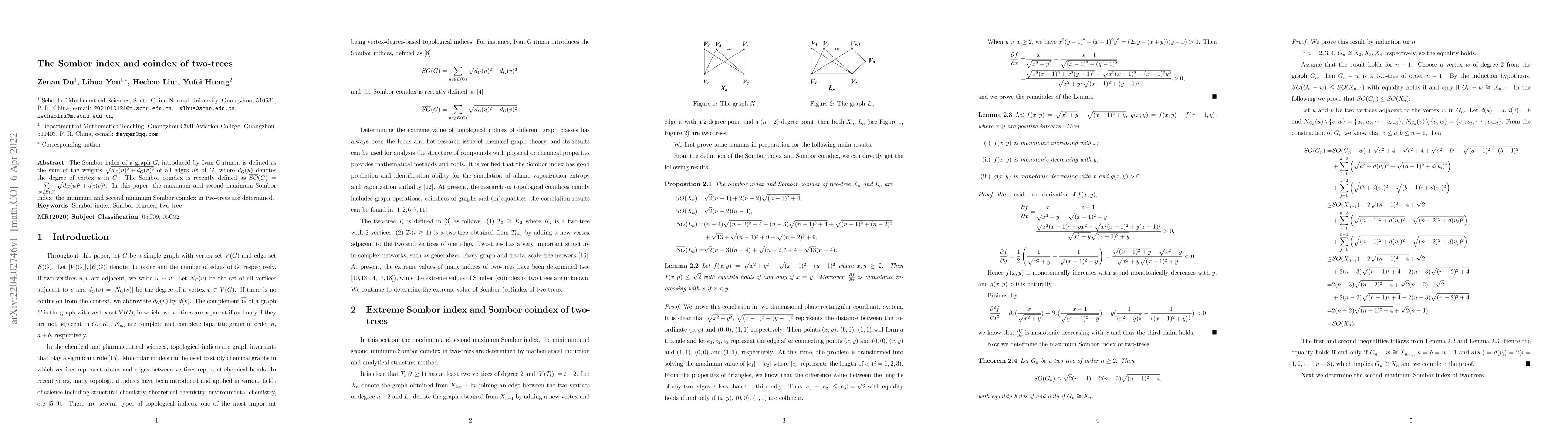 Thumbnail for The Sombor index and coindex of two-trees