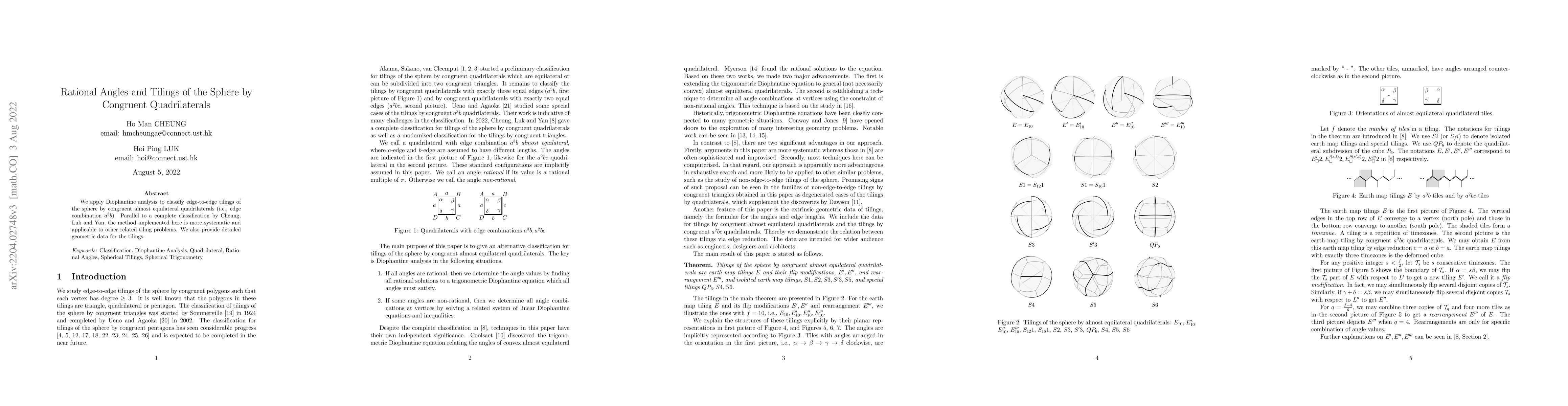 Thumbnail for Rational Angles and Tilings of the Sphere by Congruent Quadrilaterals