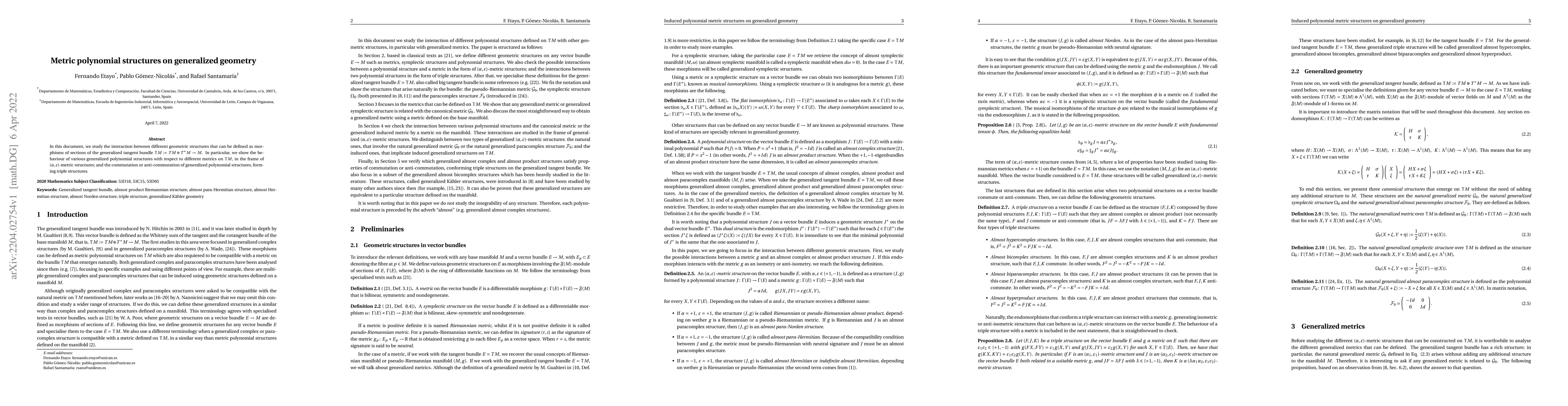 Thumbnail for Metric polynomial structures on generalized geometry