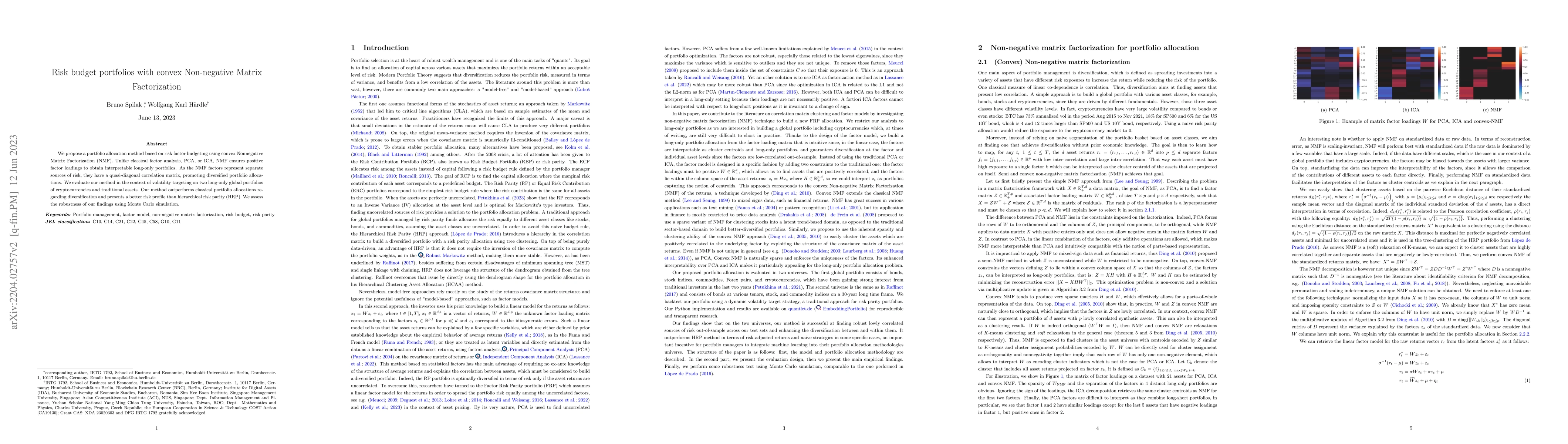 Thumbnail for Risk budget portfolios with convex Non-negative Matrix Factorization