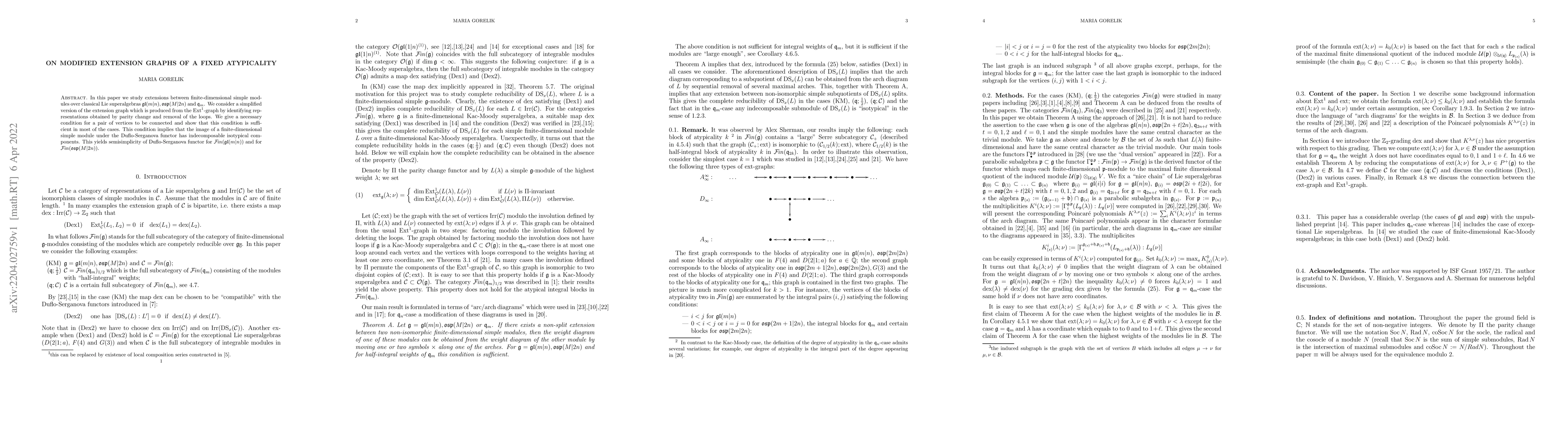Thumbnail for On modified extension graphs of a fixed atypicality