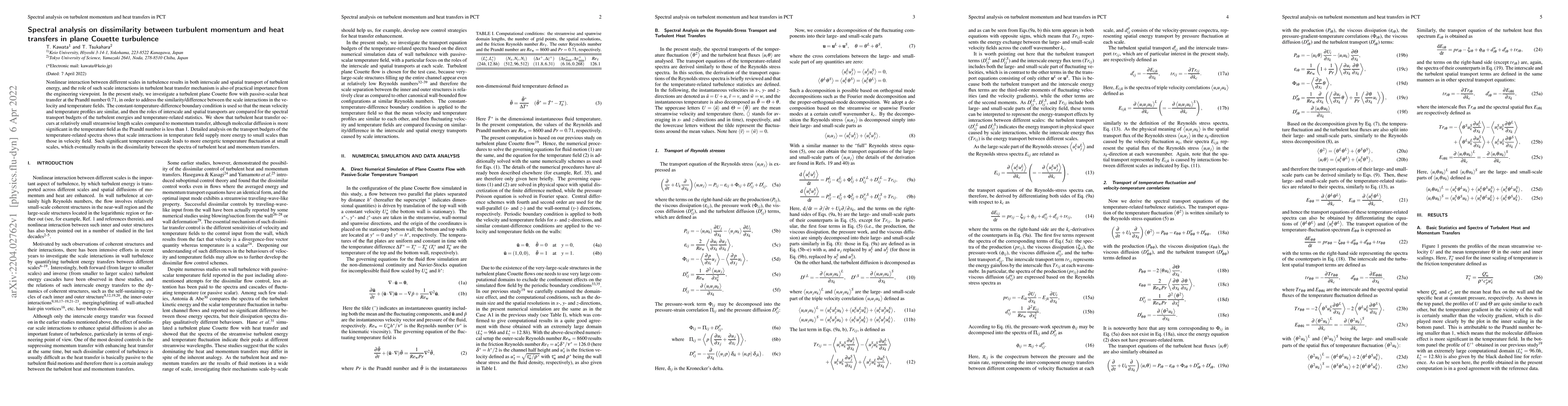 Thumbnail for Spectral analysis on dissimilarity between turbulent momentum and heat
  transfers in plane Couette turbulence