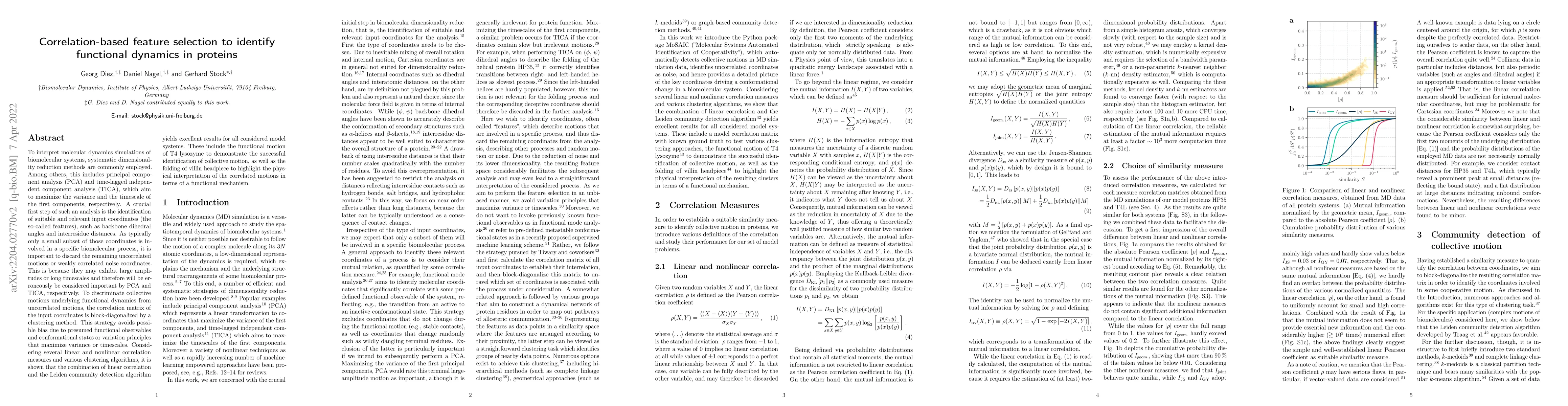 Thumbnail for Correlation-based feature selection to identify functional dynamics in
  proteins