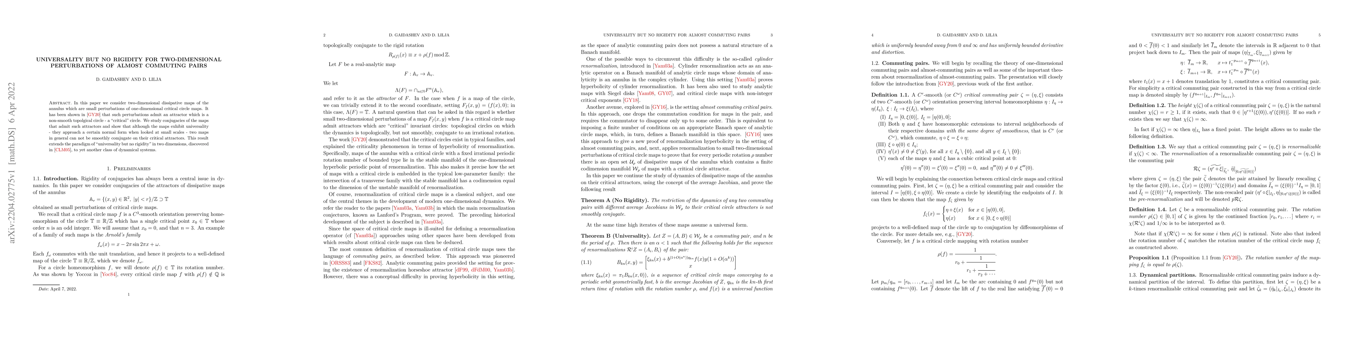 Thumbnail for Universality but no rigidity for two-dimensional perturbations of almost
  commuting pairs