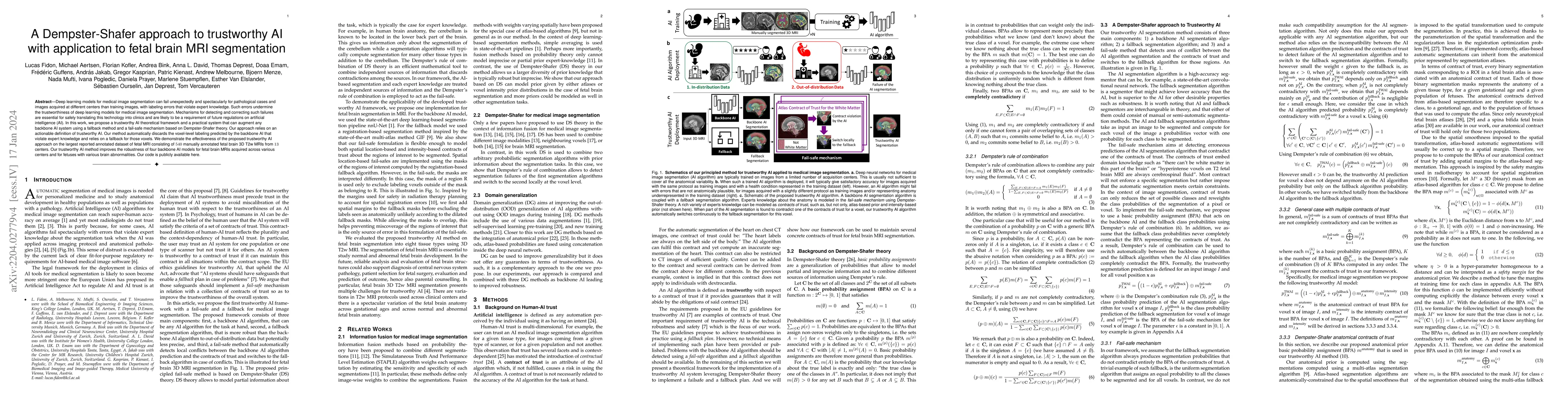 Thumbnail for A Dempster-Shafer approach to trustworthy AI with application to fetal
  brain MRI segmentation