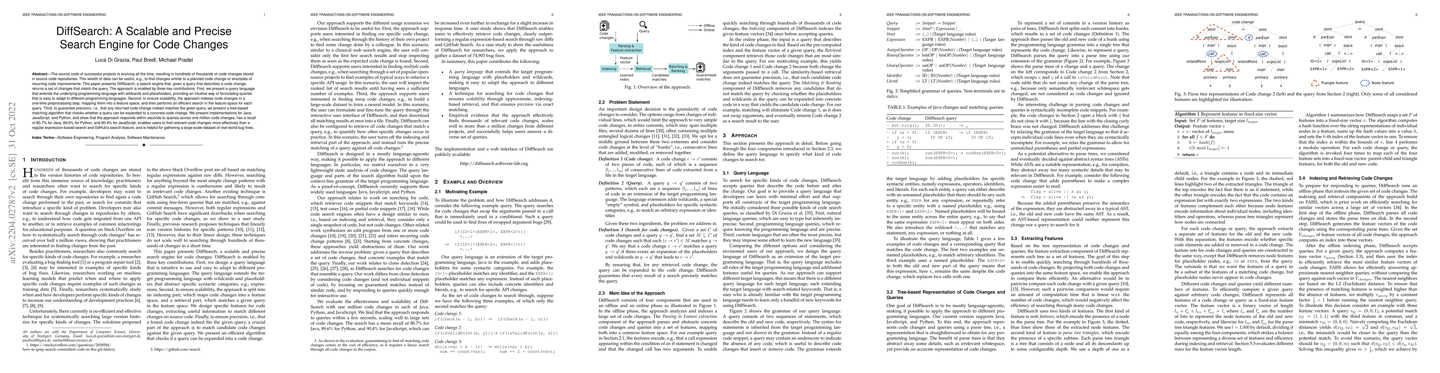 Thumbnail for DiffSearch: A Scalable and Precise Search Engine for Code Changes