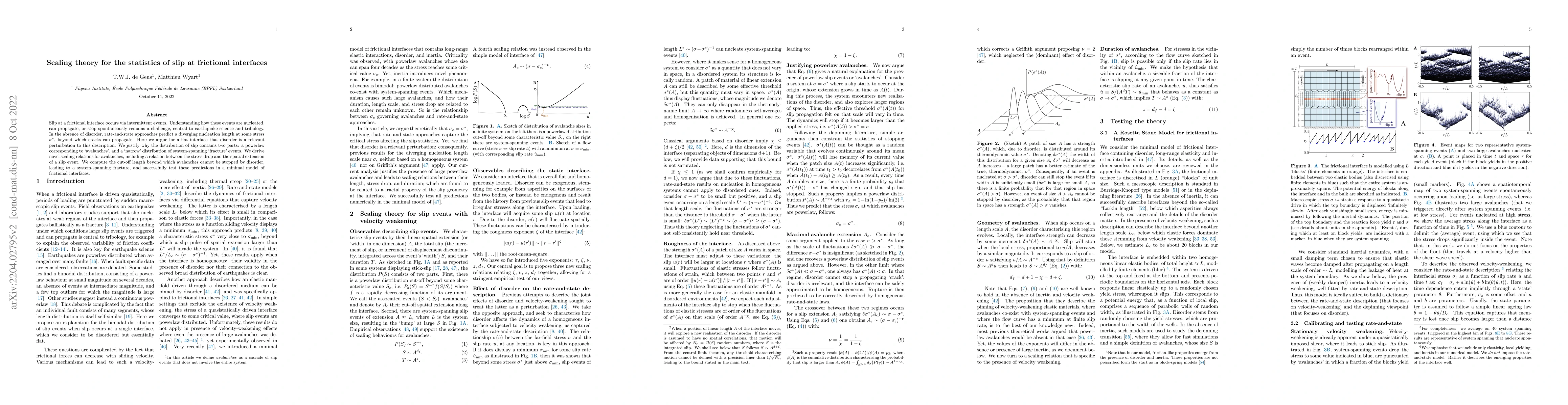 Thumbnail for Scaling theory for the statistics of slip at frictional interfaces