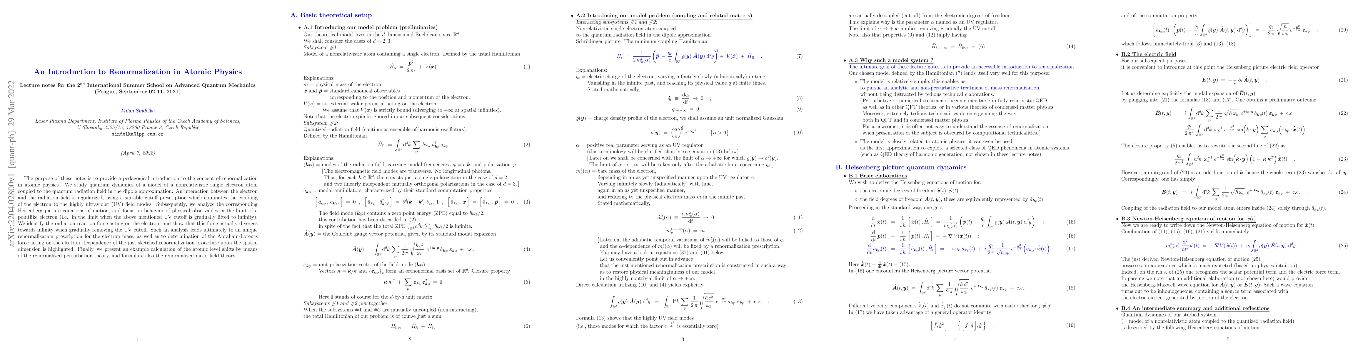 Thumbnail for An Introduction to Renormalization in Atomic Physics