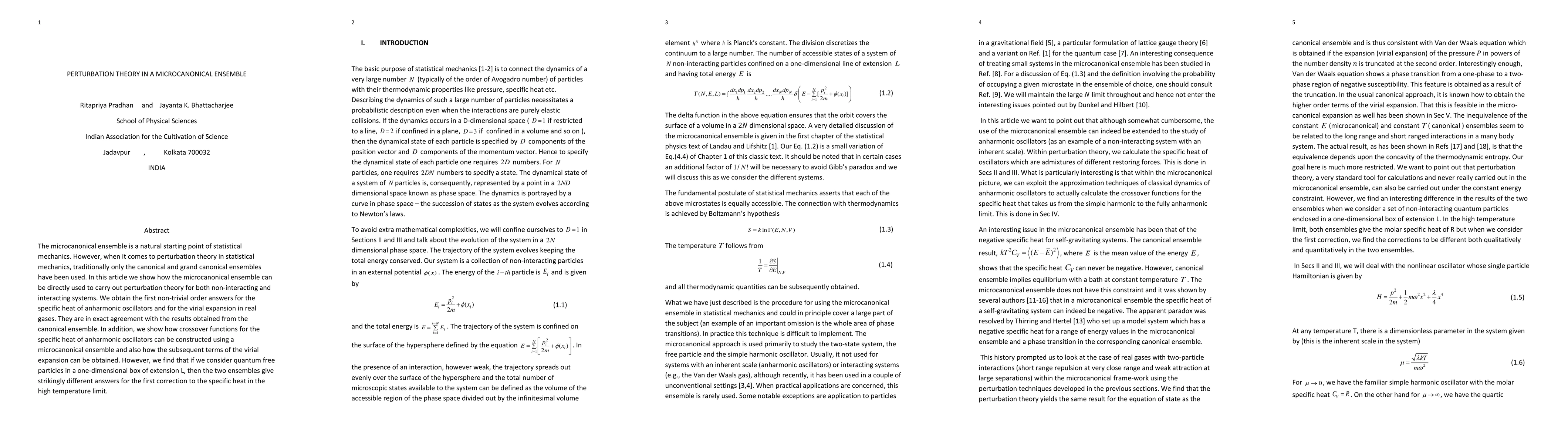 Thumbnail for Perturbation Theory in a Microcanonical Ensemble