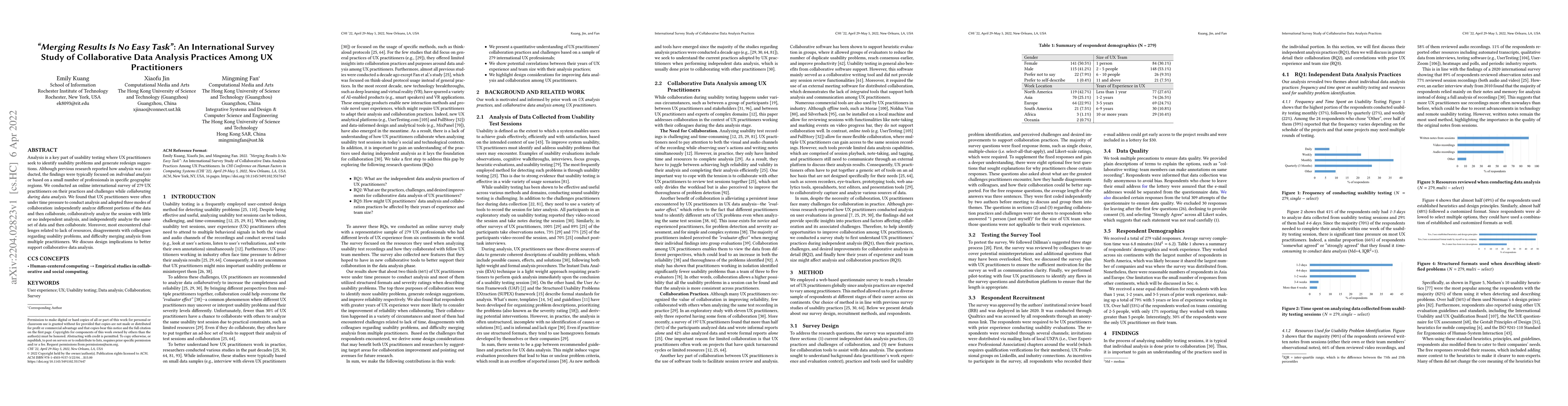 Thumbnail for "Merging Results Is No Easy Task": An International Survey Study of
  Collaborative Data Analysis Practices Among UX Practitioners
