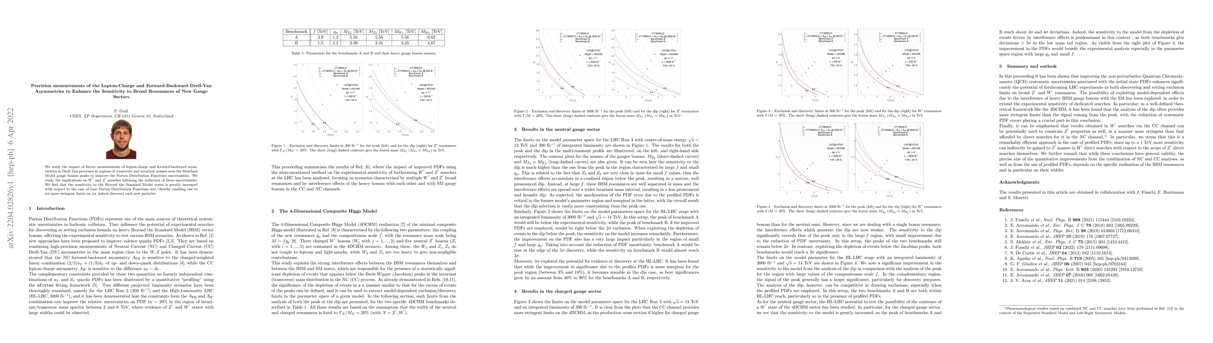 Thumbnail for Precision measurements of the Lepton-Charge and Forward-Backward
  Drell-Yan Asymmetries to Enhance the Sensitivity to Broad Resonances of New
  Gauge Sectors