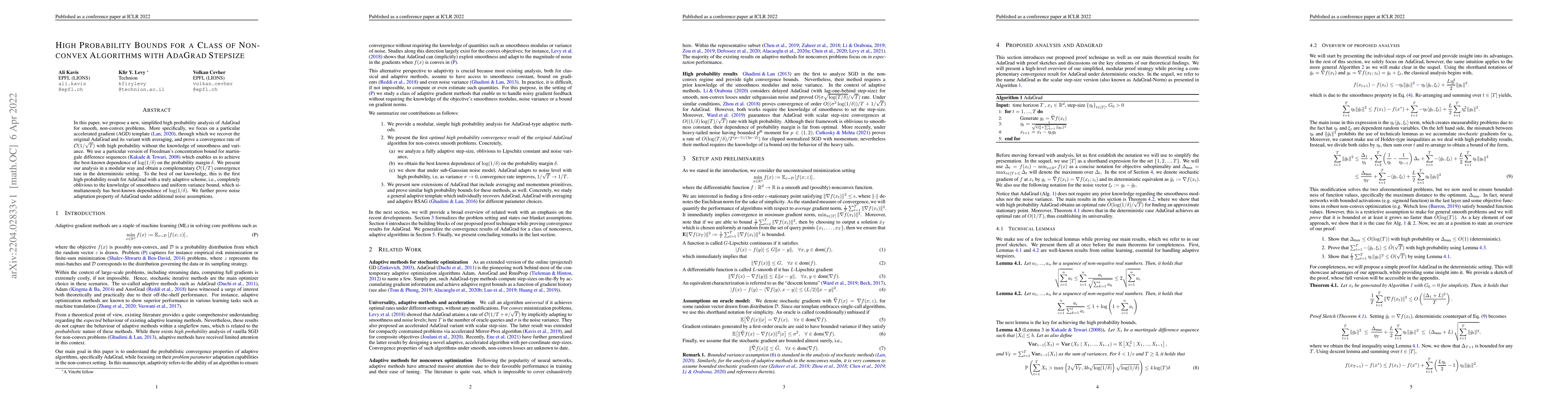 Thumbnail for High Probability Bounds for a Class of Nonconvex Algorithms with AdaGrad
  Stepsize