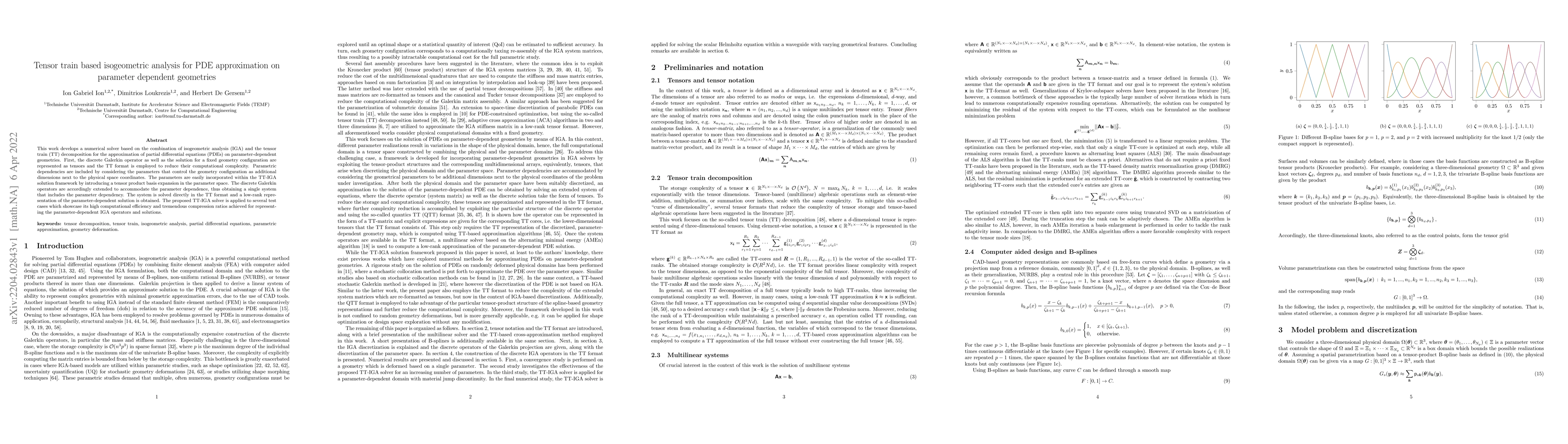 Thumbnail for Tensor train based isogeometric analysis for PDE approximation on
  parameter dependent geometries