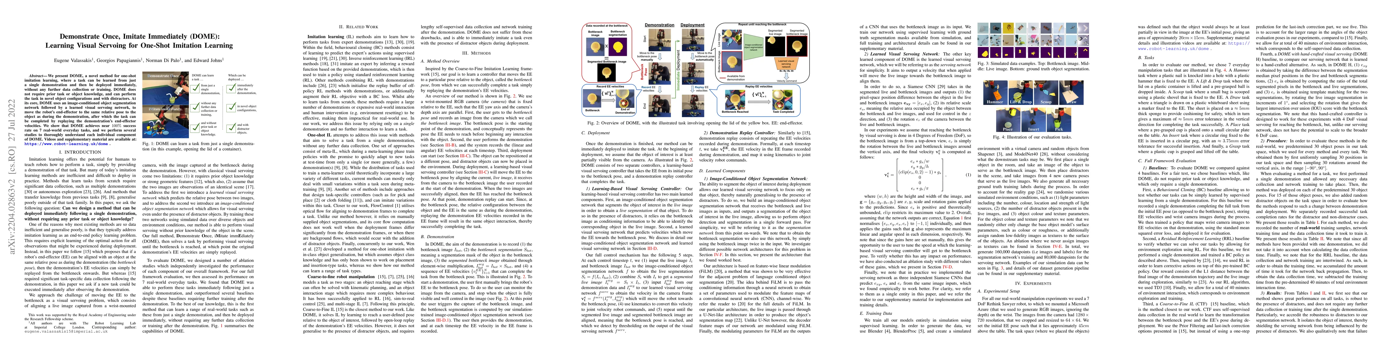 Thumbnail for Demonstrate Once, Imitate Immediately (DOME): Learning Visual Servoing
  for One-Shot Imitation Learning