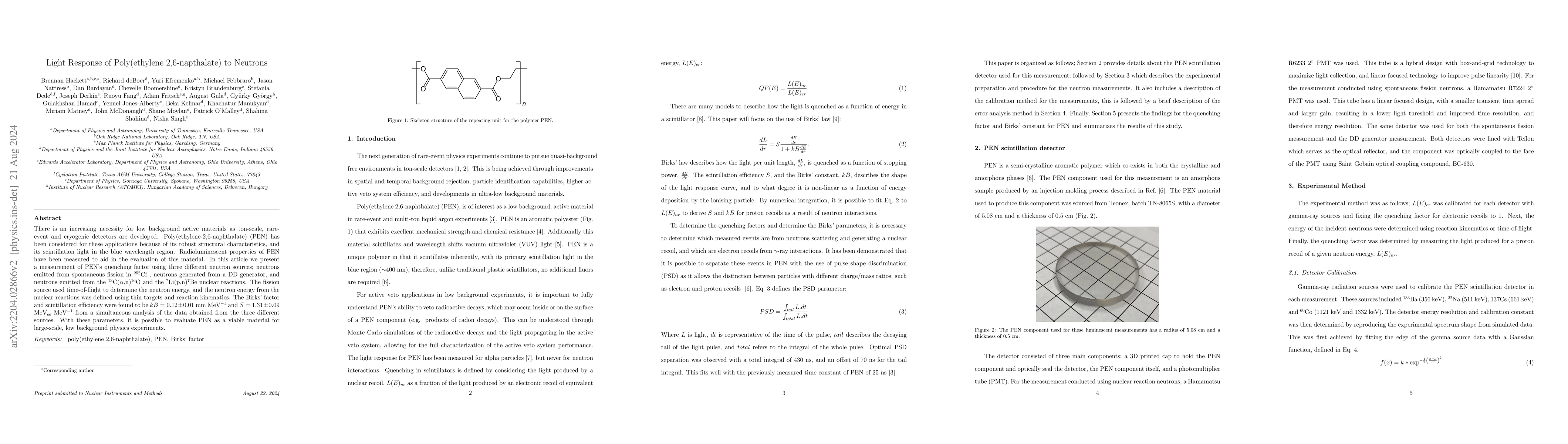 Thumbnail for Light Response of Poly(ethylene 2,6-napthalate) to Neutrons