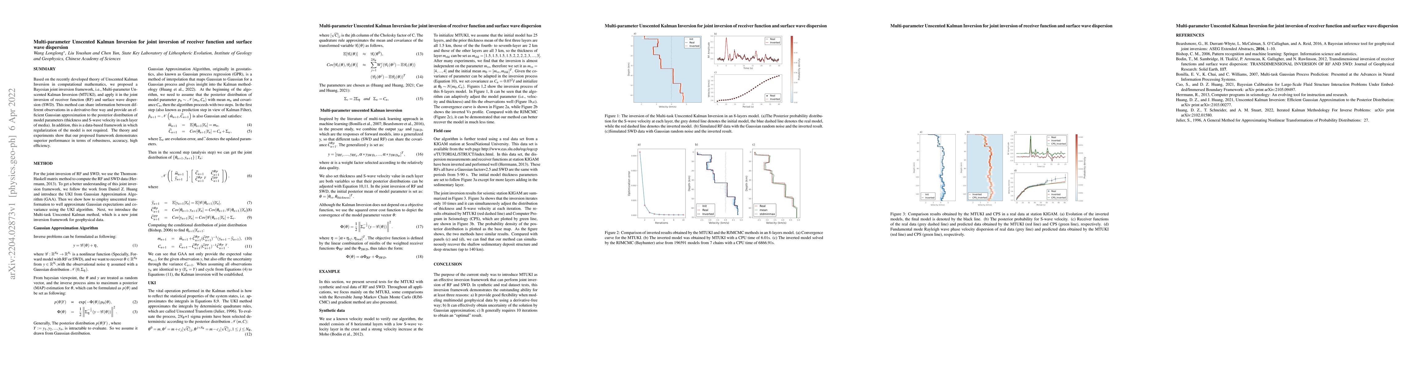 Thumbnail for Multi-task Unscented Kalman Inversion for joint inversion of receiver
  function and surface wave dispersion