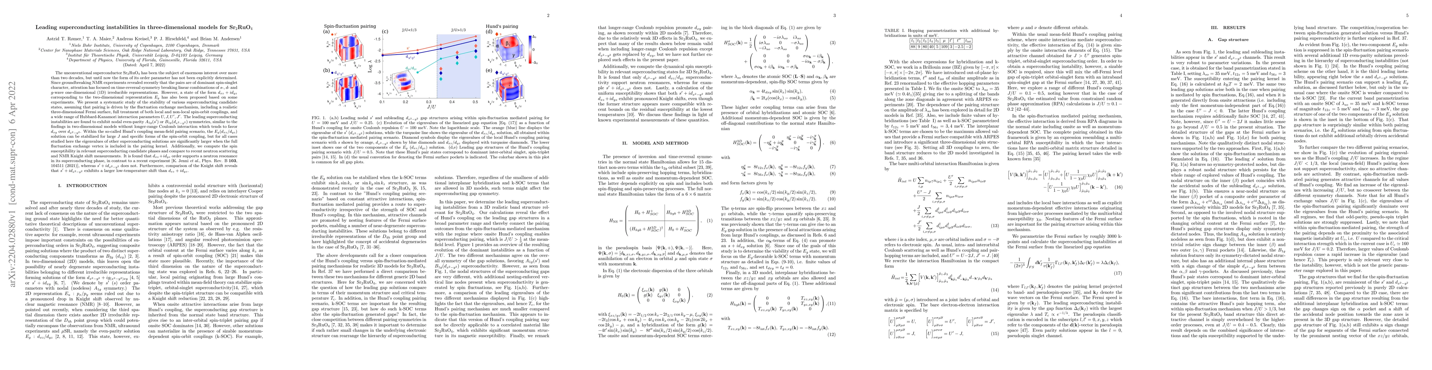 Thumbnail for Leading superconducting instabilities in three-dimensional models for
  Sr2RuO4
