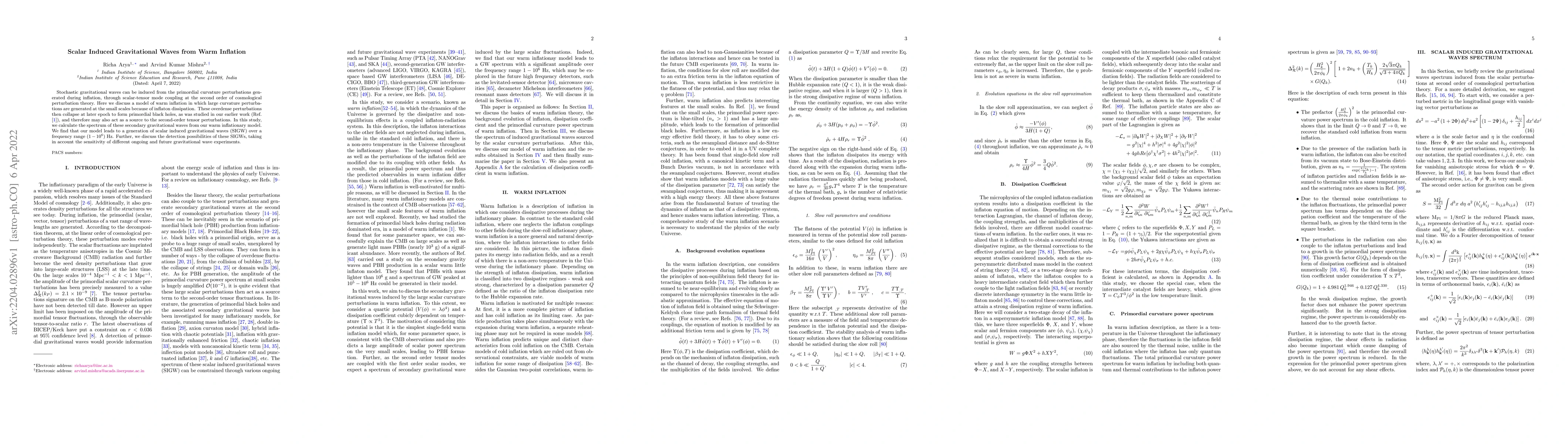 Thumbnail for Scalar Induced Gravitational Waves from Warm Inflation
