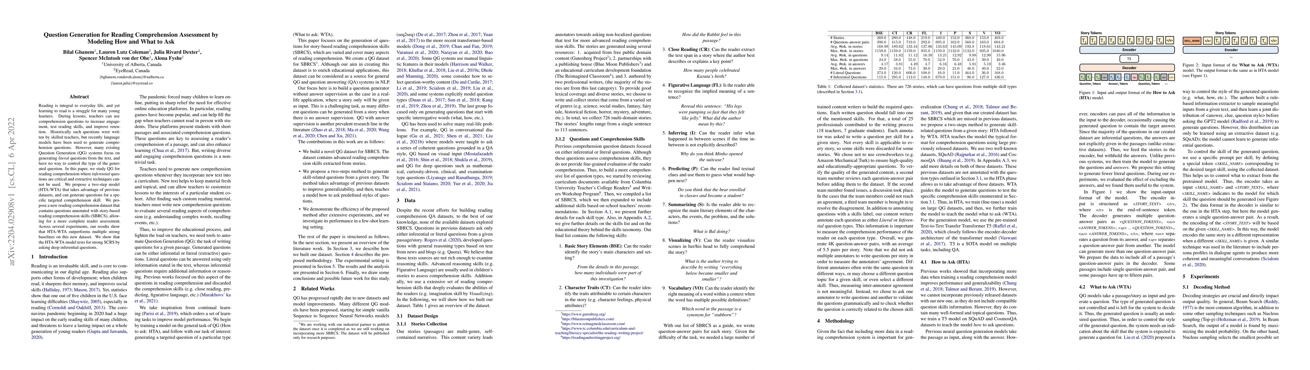 Thumbnail for Question Generation for Reading Comprehension Assessment by Modeling How
  and What to Ask