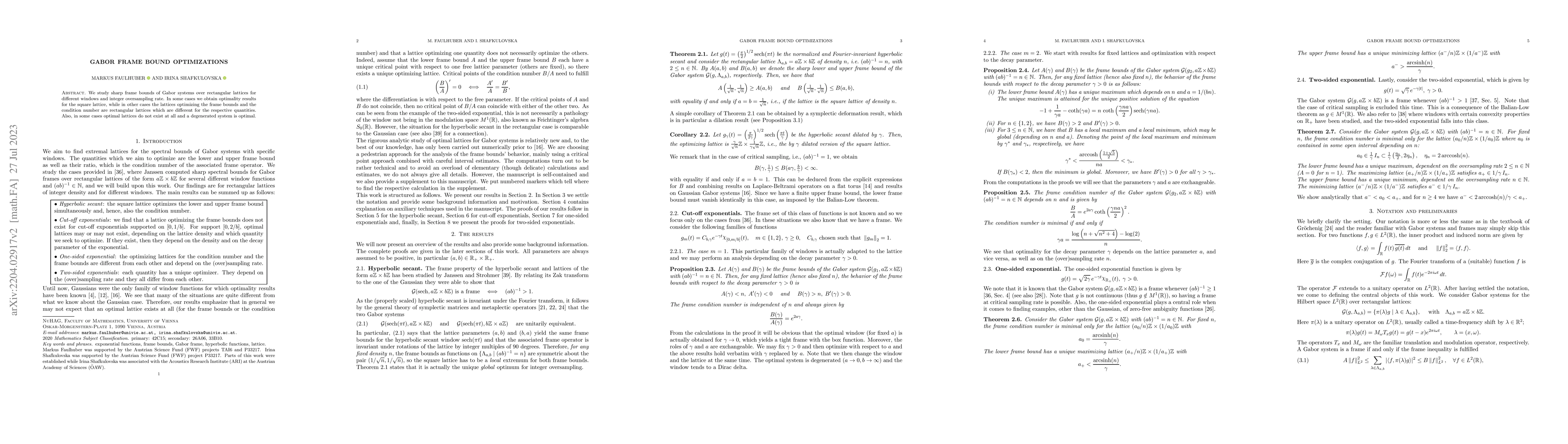Thumbnail for Gabor frame bound optimizations