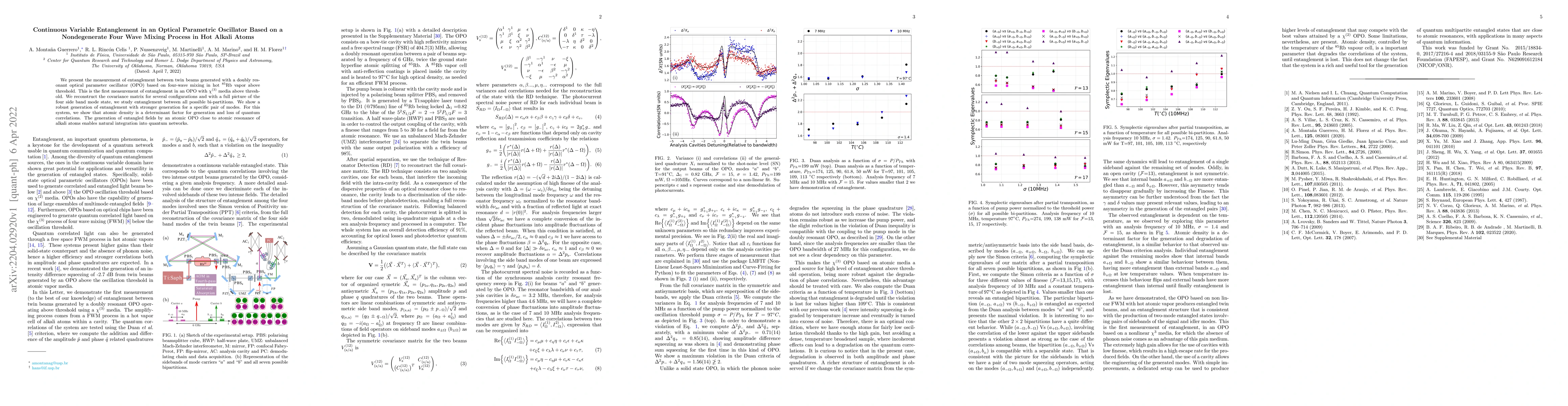 Thumbnail for Continuous Variable Entanglement in an Optical Parametric Oscillator
  Based on a Nondegenerate Four Wave Mixing Process in Hot Alkali Atoms