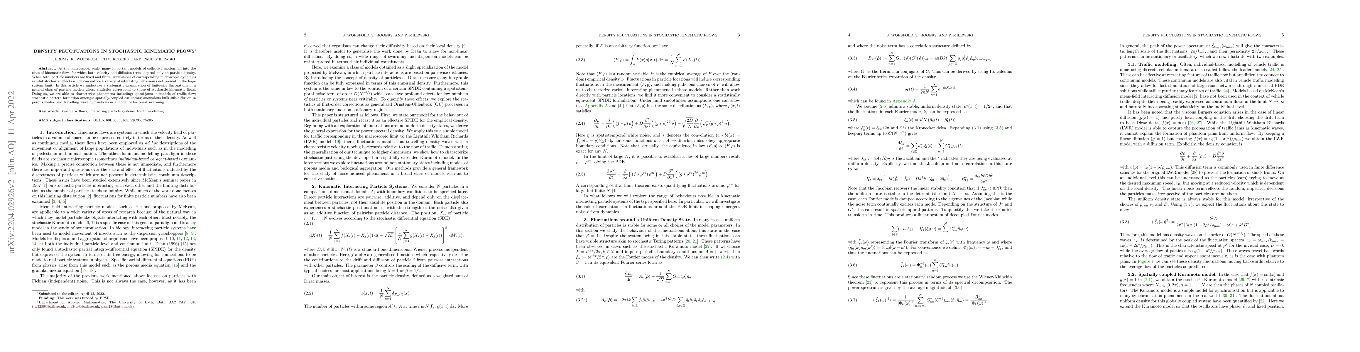 Thumbnail for Density Fluctuations in Stochastic Kinematic Flows