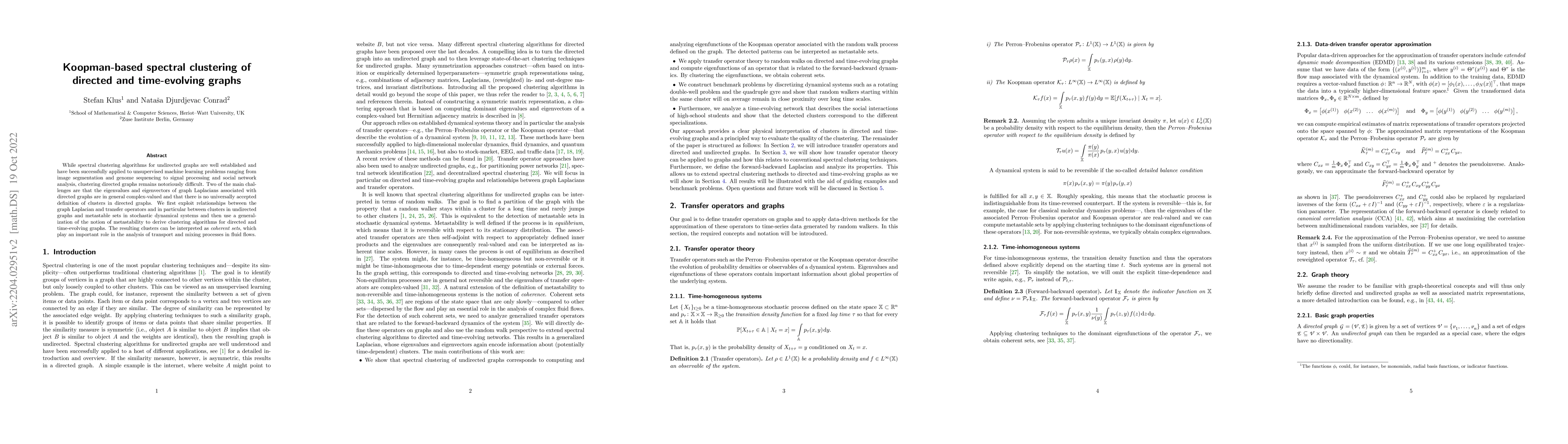 Thumbnail for Koopman-based spectral clustering of directed and time-evolving graphs