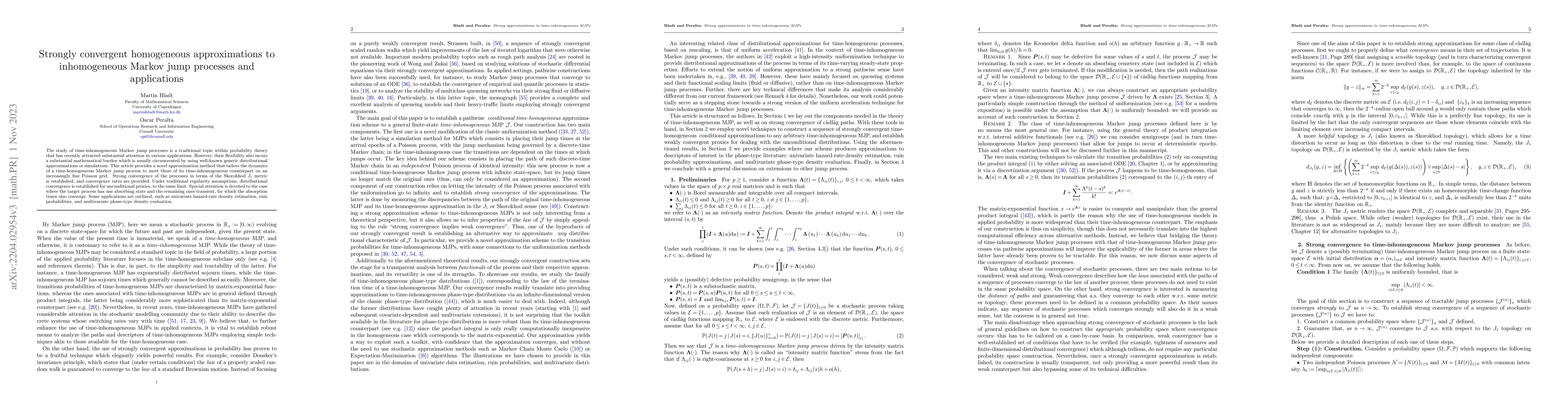Thumbnail for Strongly convergent homogeneous approximations to inhomogeneous Markov
  jump processes and applications