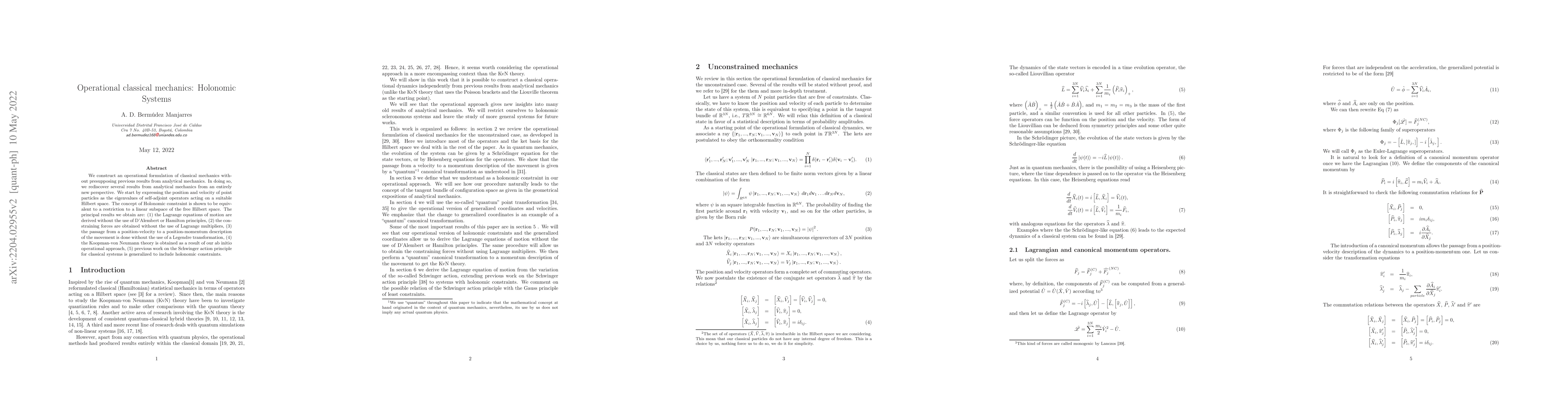 Thumbnail for Operational classical mechanics: Holonomic Systems