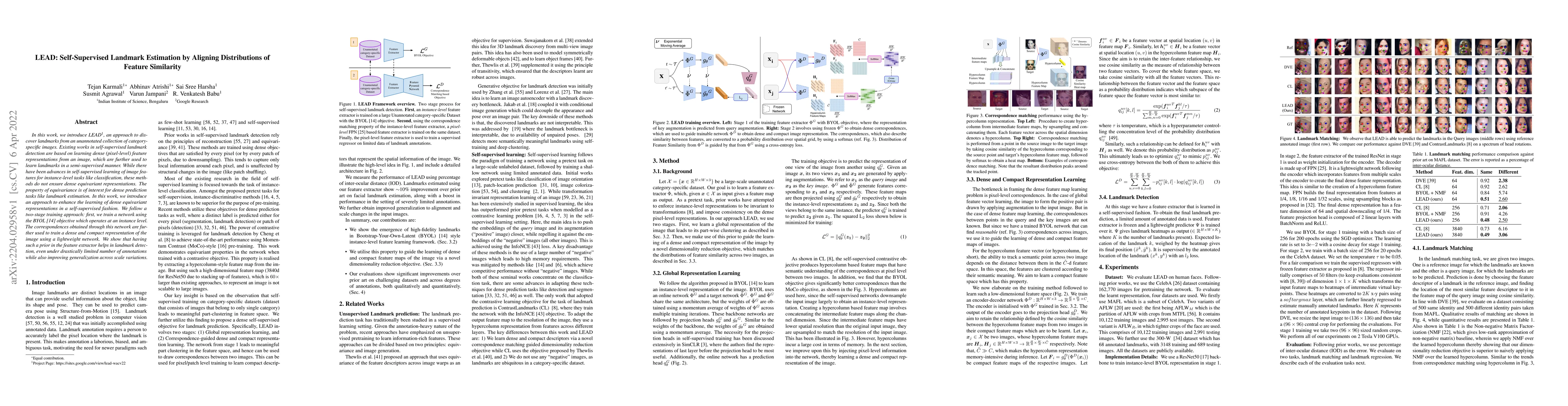 Thumbnail for LEAD: Self-Supervised Landmark Estimation by Aligning Distributions of
  Feature Similarity