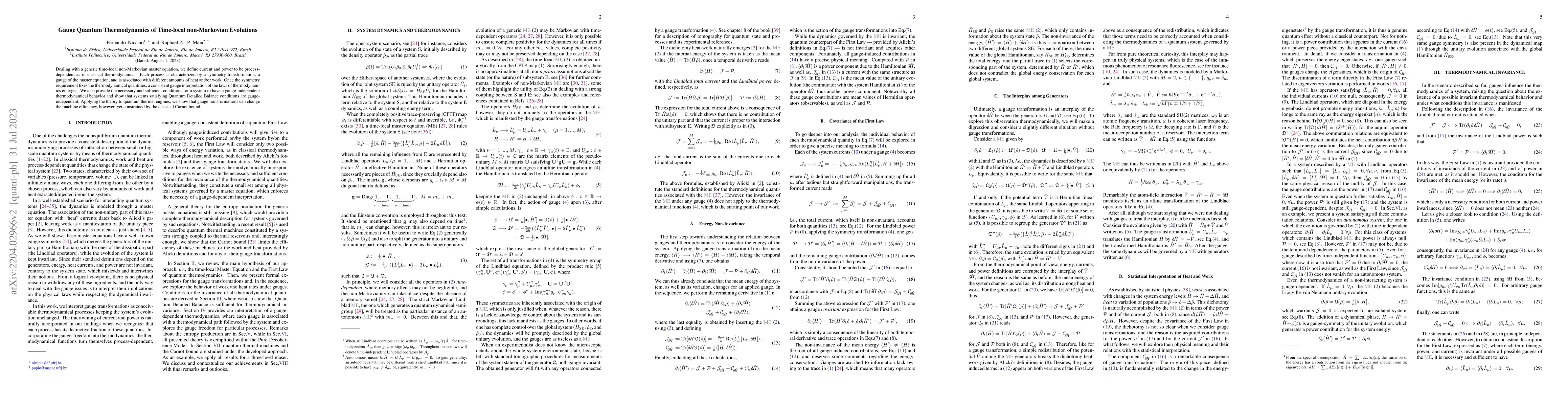 Thumbnail for Gauge Quantum Thermodynamics of Time-local non-Markovian Evolutions