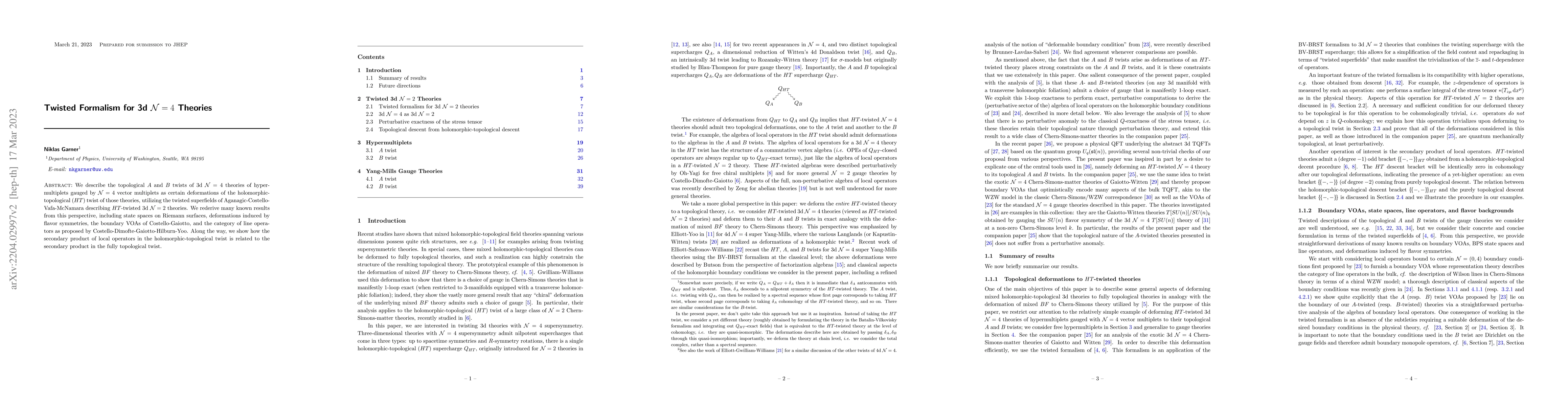 Thumbnail for Twisted Formalism for 3d $\mathcal{N}=4$ Theories