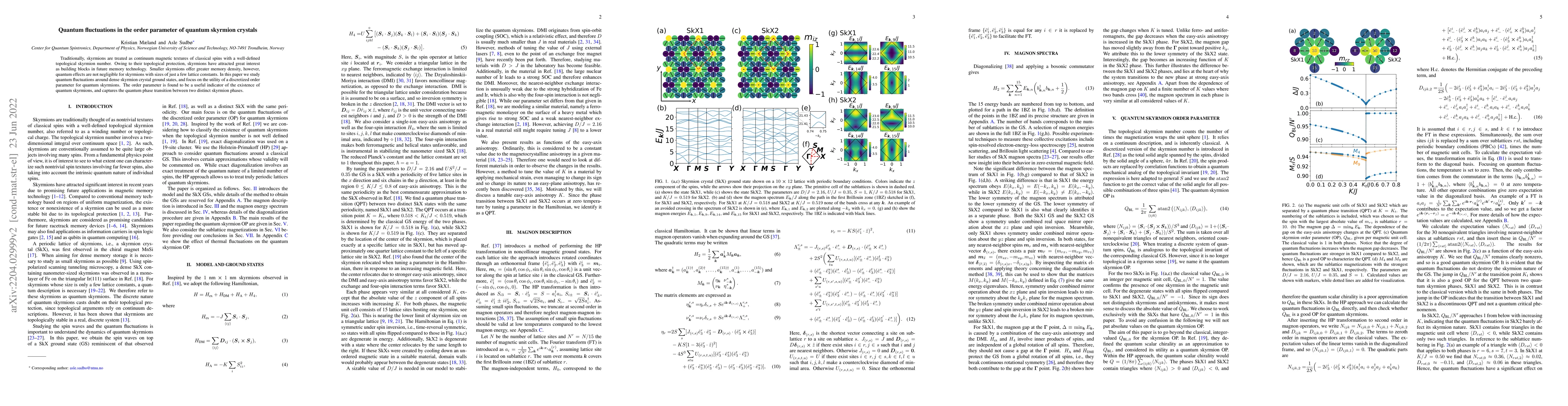 Thumbnail for Quantum fluctuations in the order parameter of quantum skyrmion crystals