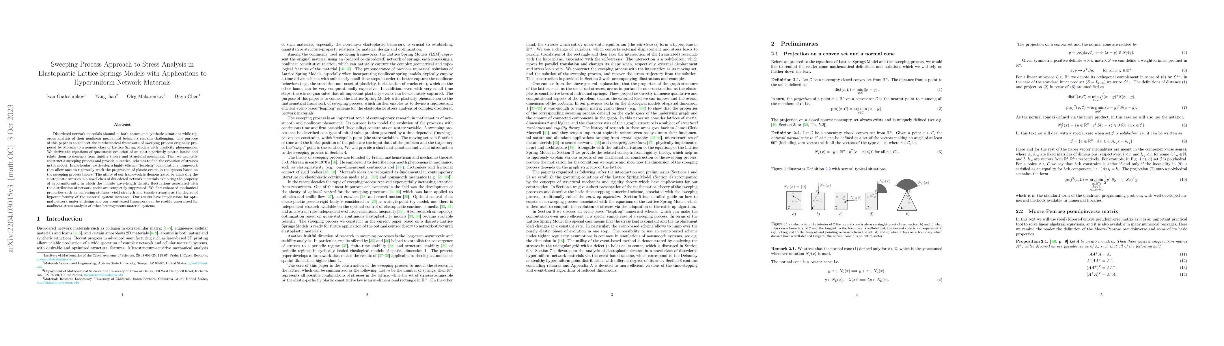Thumbnail for Sweeping process approach to stress analysis in elastoplastic Lattice
  Springs Models with applications to Hyperuniform Network Materials