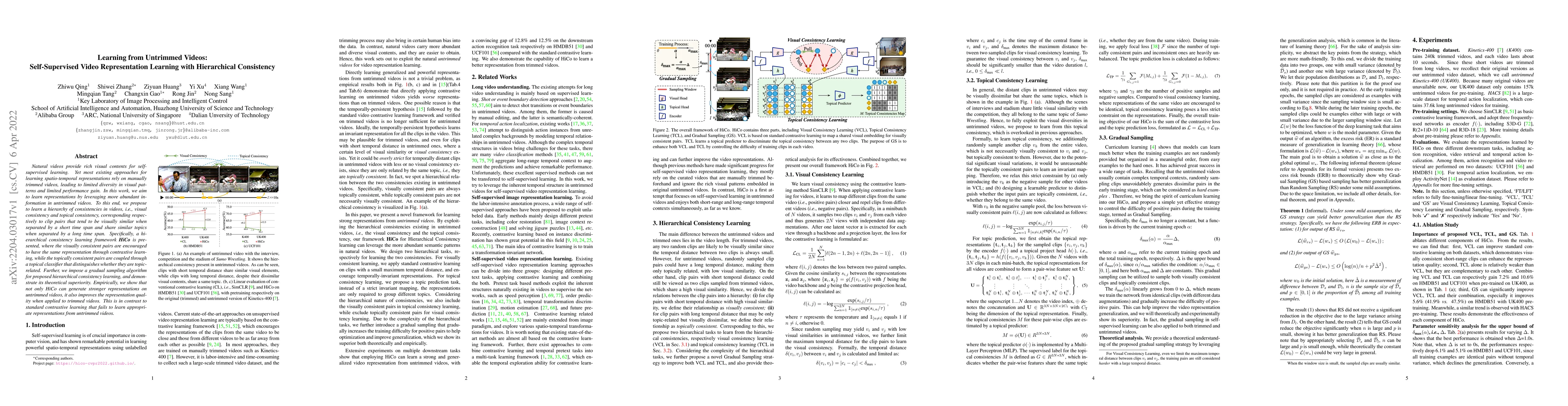 Thumbnail for Learning from Untrimmed Videos: Self-Supervised Video Representation
  Learning with Hierarchical Consistency