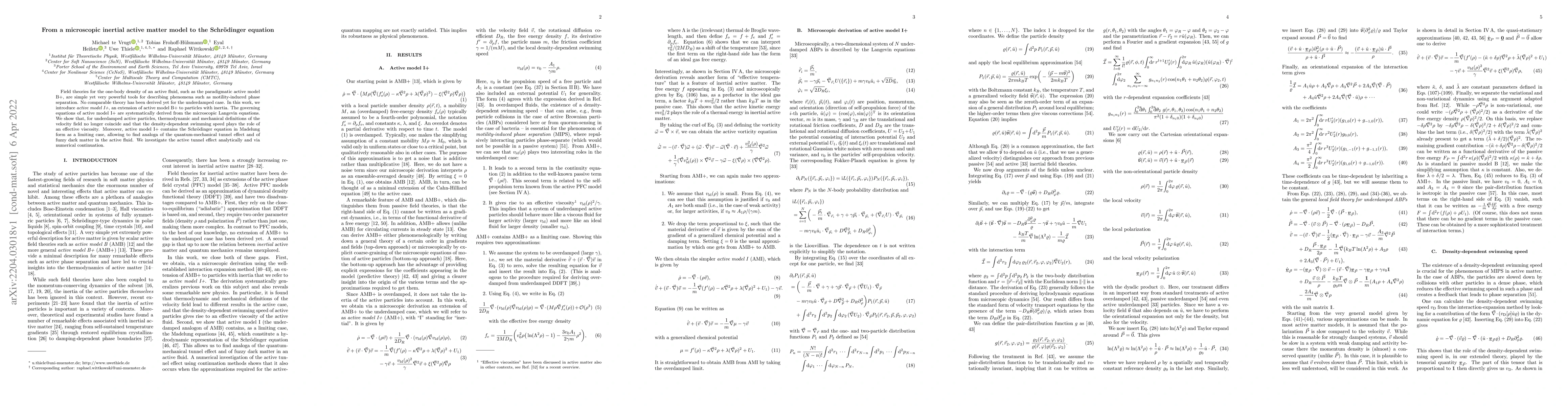 Thumbnail for From a microscopic inertial active matter model to the Schr\"odinger
  equation