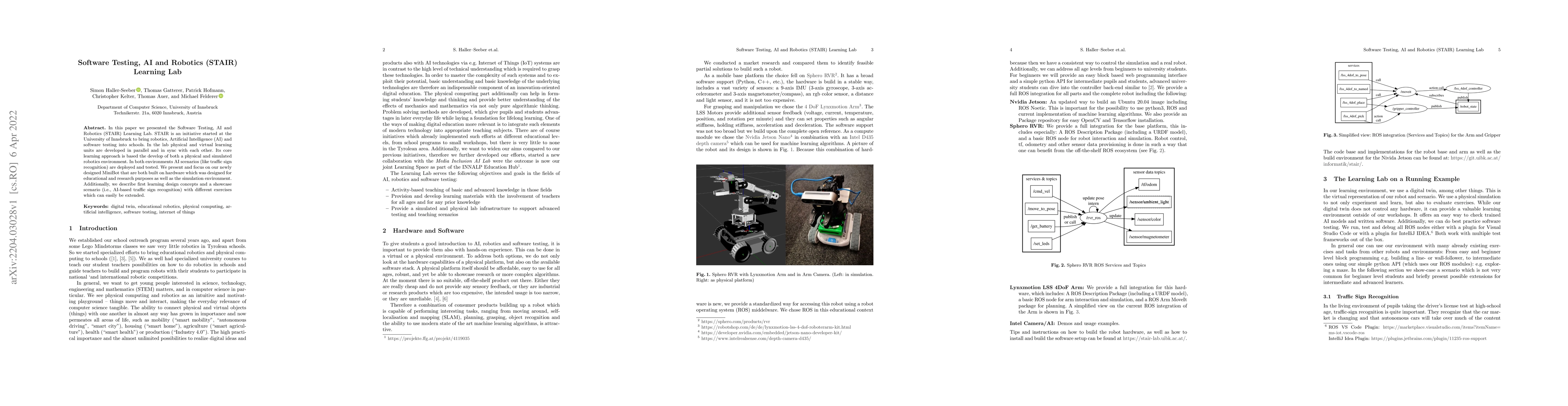 Thumbnail for Software Testing, AI and Robotics (STAIR) Learning Lab