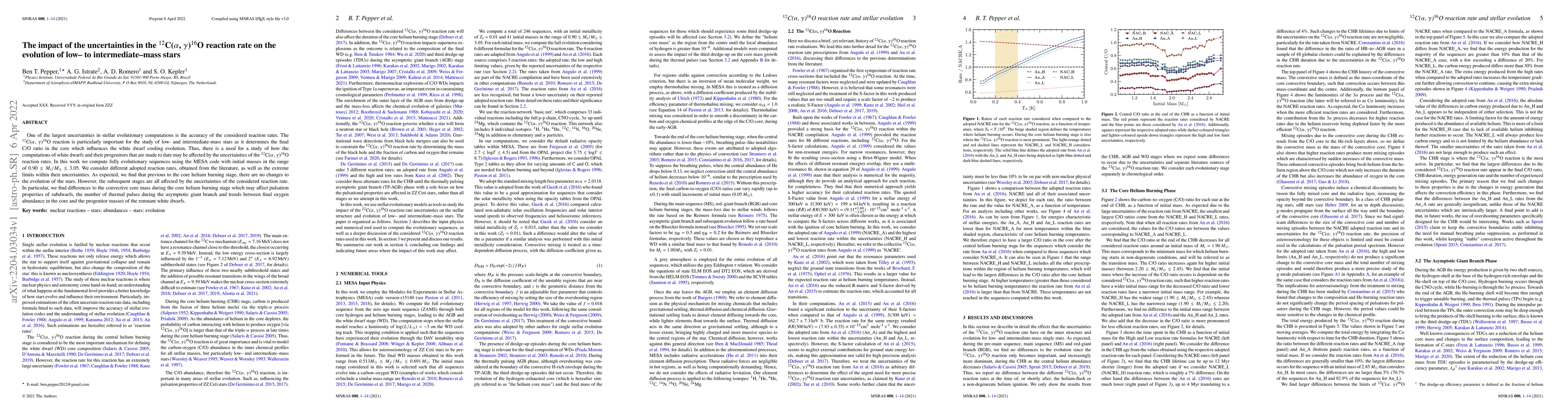 Thumbnail for The impact of the uncertainties in the 12C({\alpha},{\gamma})16O
  reaction rate on the evolution of low- to intermediate-mass stars