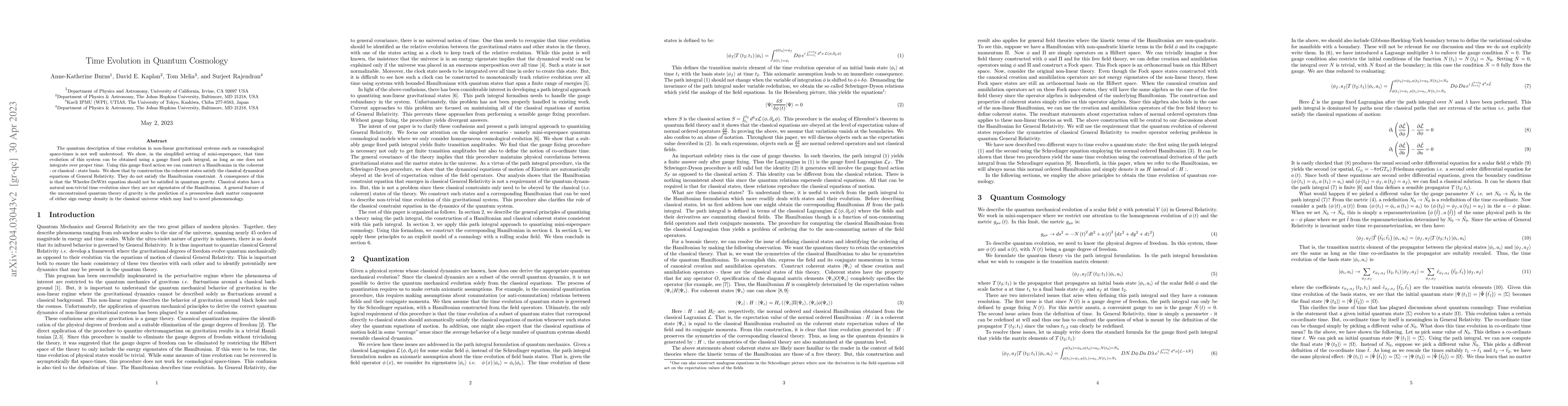 Thumbnail for Time Evolution in Quantum Cosmology