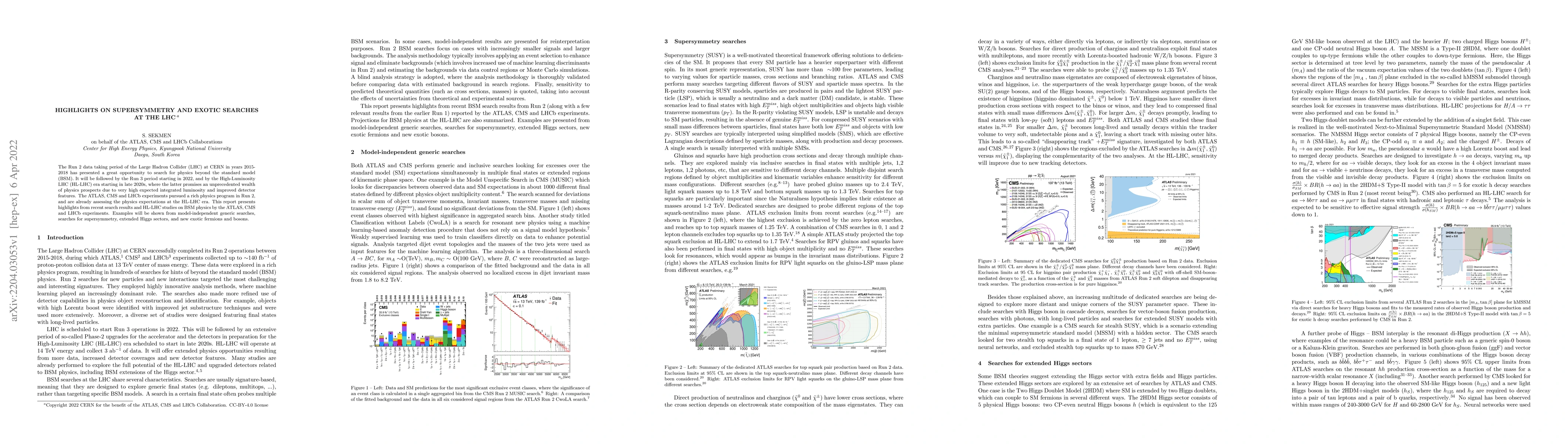 Thumbnail for Highlights on Supersymmetry and Exotic Searches at the LHC