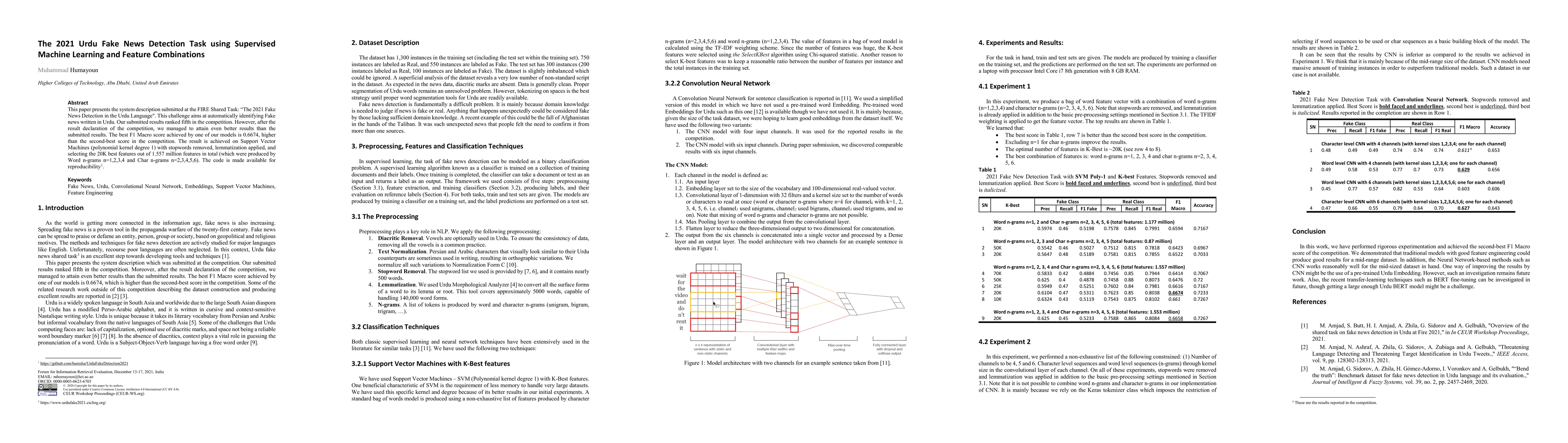 Thumbnail for The 2021 Urdu Fake News Detection Task using Supervised Machine Learning
  and Feature Combinations