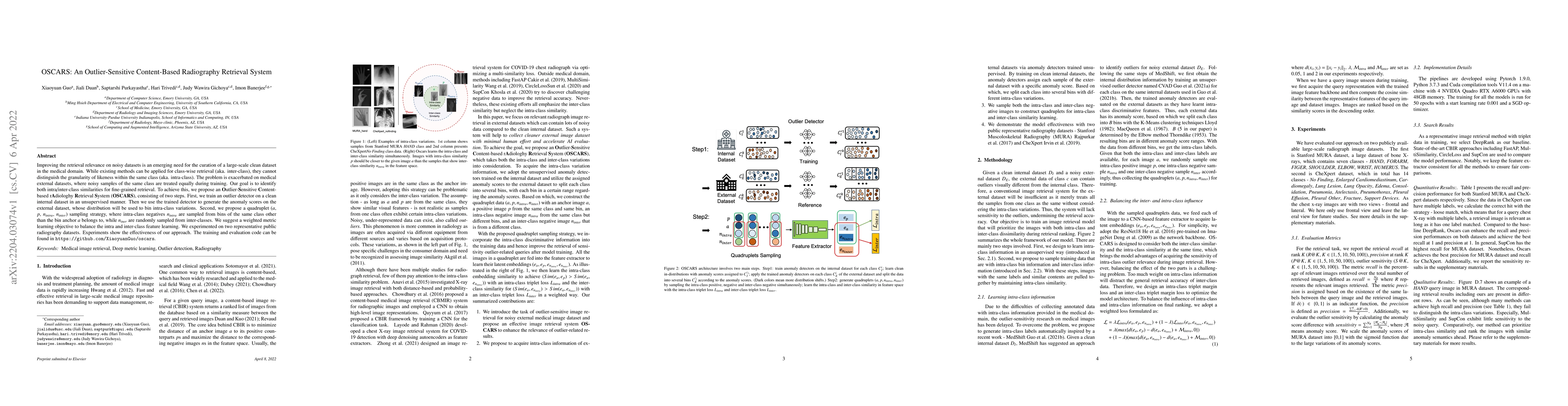 Thumbnail for OSCARS: An Outlier-Sensitive Content-Based Radiography Retrieval System