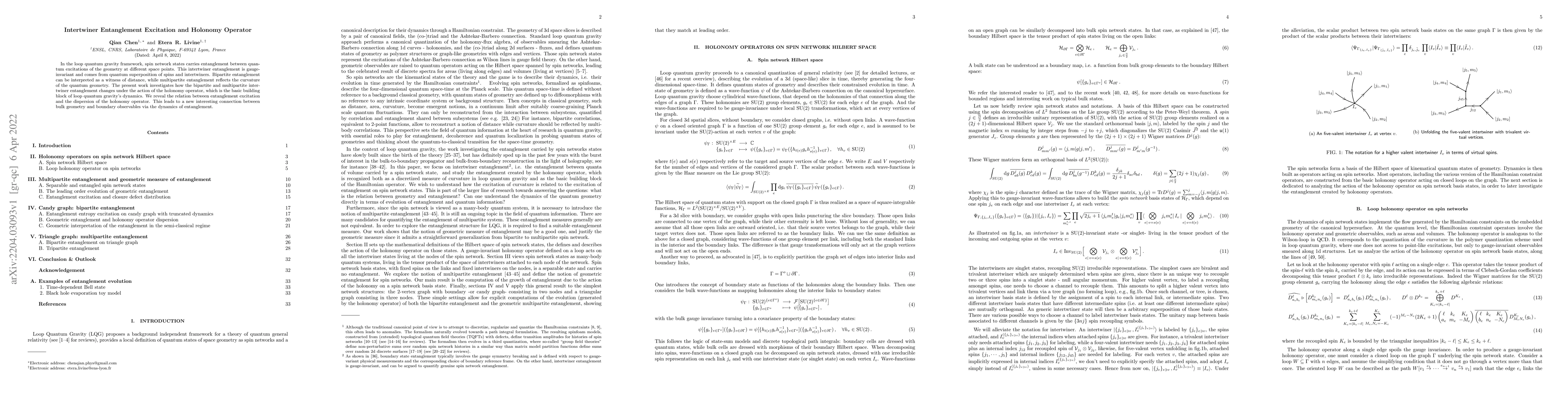 Thumbnail for Intertwiner Entanglement Excitation and Holonomy Operator