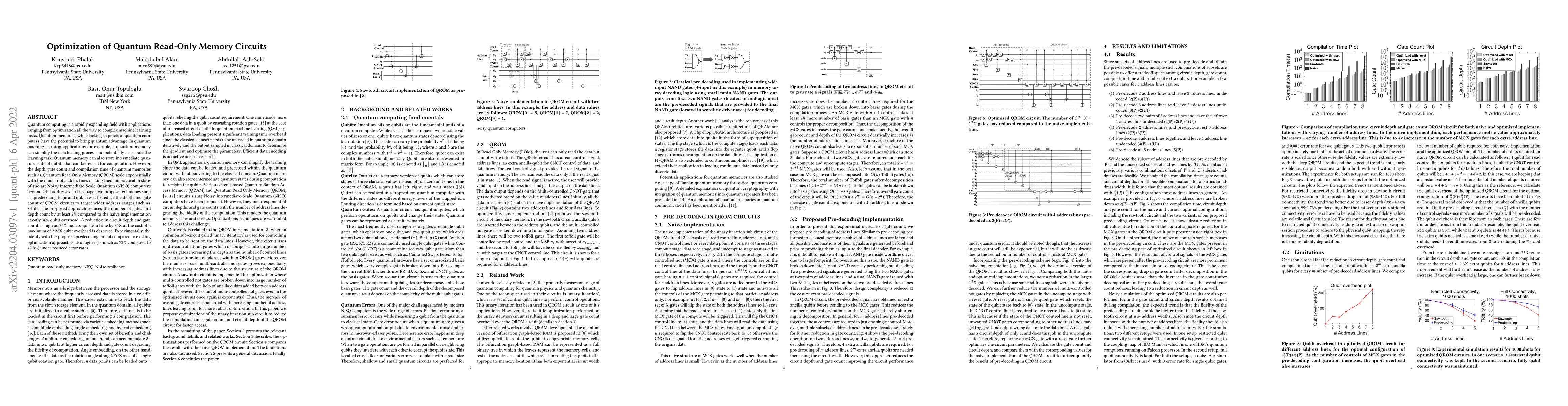 Thumbnail for Optimization of Quantum Read-Only Memory Circuits