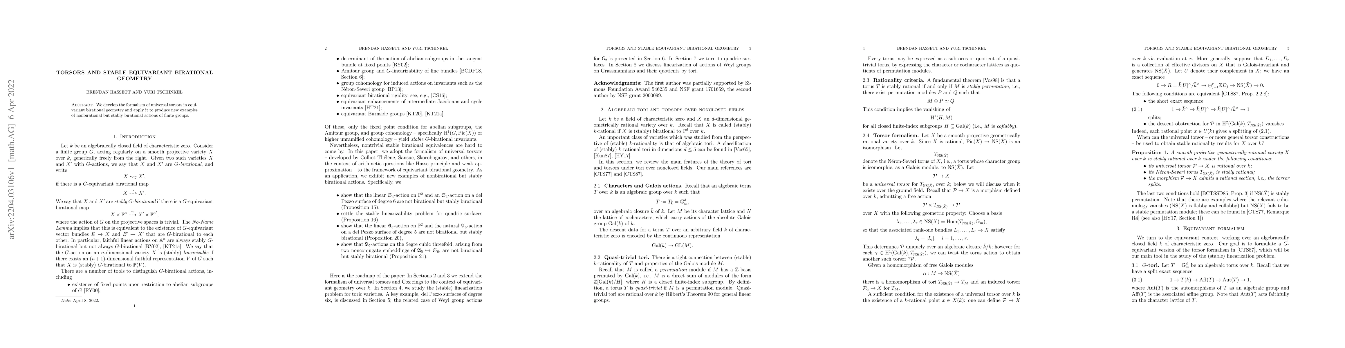 Thumbnail for Torsors and stable equivariant birational geometry