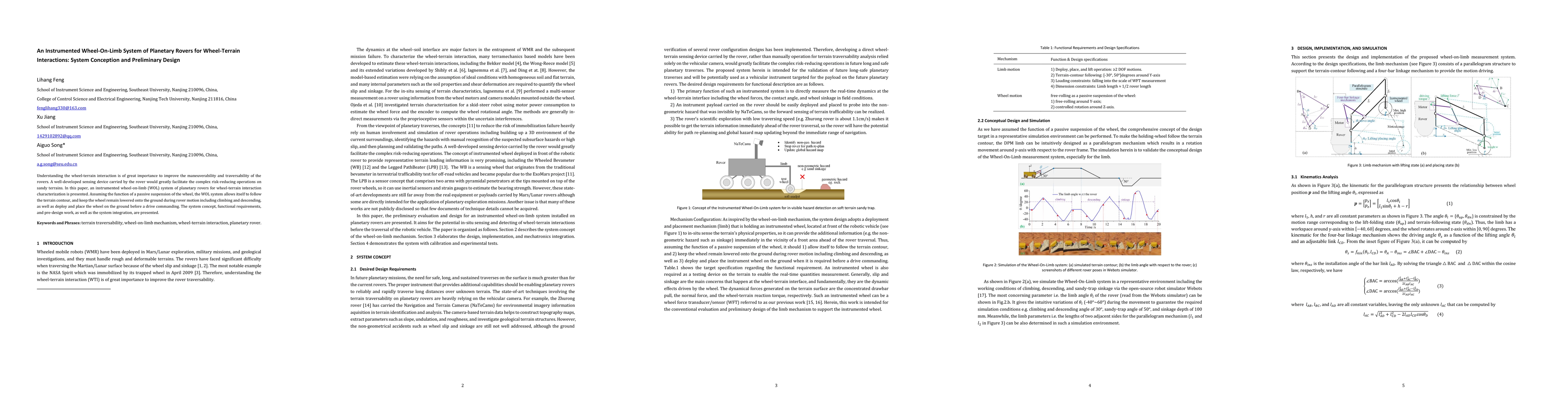 Thumbnail for An Instrumented Wheel-On-Limb System of Planetary Rovers for
  Wheel-Terrain Interactions: System Conception and Preliminary Design