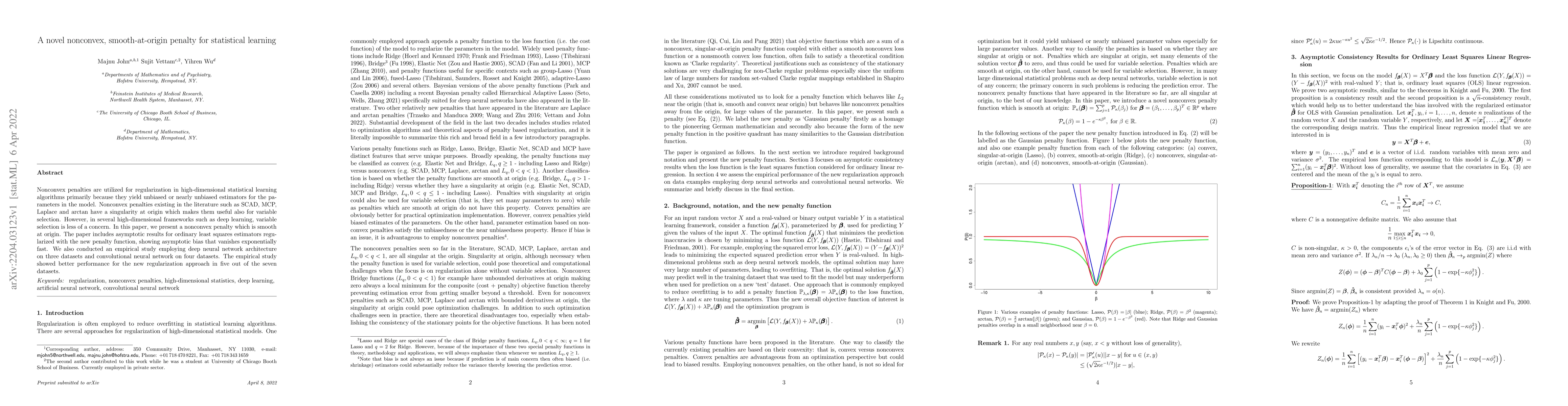 Thumbnail for A novel nonconvex, smooth-at-origin penalty for statistical learning