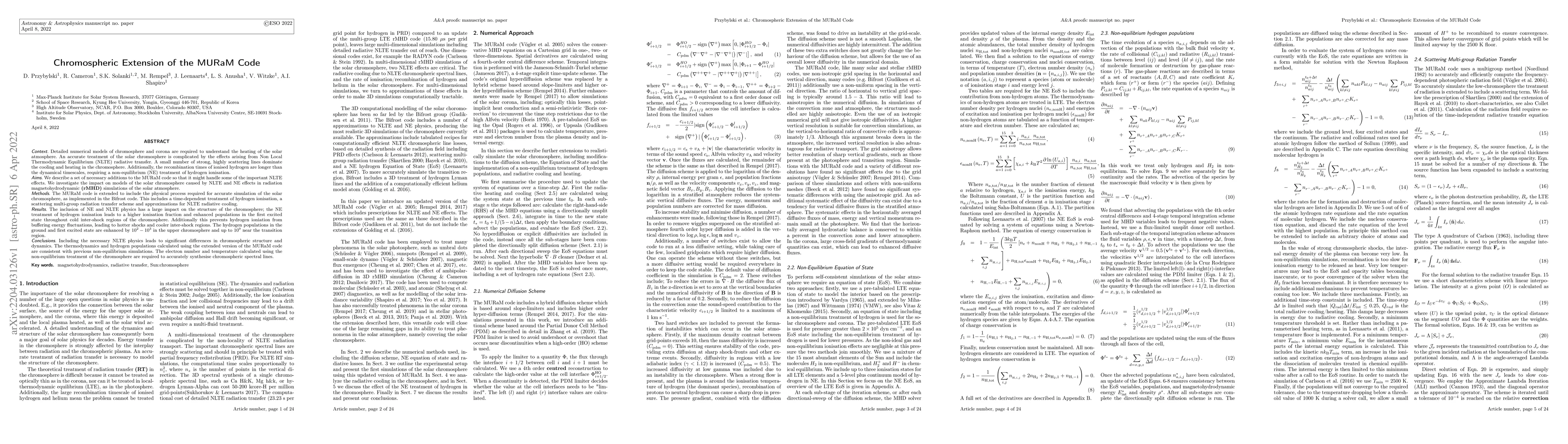 Thumbnail for Chromospheric Extension of the MURaM Code